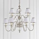 Tilburg Nickel 9 Light Chandelier With White Shades - Interiors 1900 63715