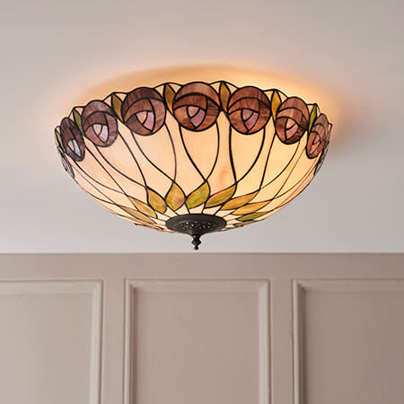 Hutchinson Large Flush Tiffany Ceiling Light Interiors 1900