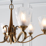 Columbia Antique Brass 6 Light Chandelier With Deco Glass Shades - Interiors 1900 63437