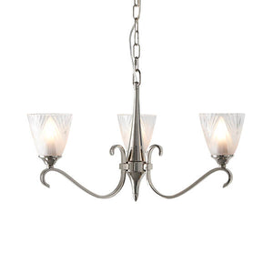 Columbia Nickel 3 Light Chandelier With Deco Glass Shades - Interiors 1900 63440