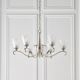 Columbia Nickel 6 Light Chandelier With Deco Glass Shades - Interiors 1900 63442