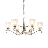 Columbia Nickel 6 Light Chandelier With Deco Glass Shades - Interiors 1900 63442