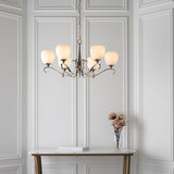 Columbia Nickel 6 Light Chandelier With Opal Glass Shades - Interiors 1900 63443