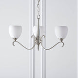 Columbia Nickel 3 Light Chandelier With Opal Glass Shades - Interiors 1900 63445