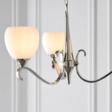 Columbia Nickel 3 Light Chandelier With Opal Glass Shades - Interiors 1900 63445