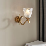 Columbia Antique Brass Single Wall Light With Deco Glass Shades - Interiors 1900 63452