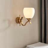 Columbia Antique Brass Single Wall Light With Opal Glass Shades - Interiors 1900 63453