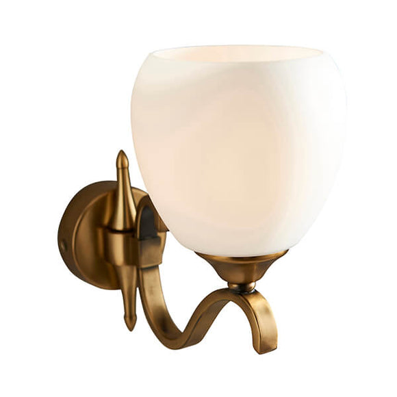 Columbia Antique Brass Single Wall Light With Opal Glass Shades - Interiors 1900 63453