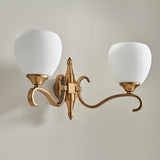 Columbia Antique Brass Twin Wall Light With Opal Glass Shades - Interiors 1900 63454
