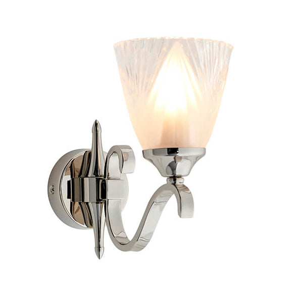 Columbia Nickel Single Wall Light With Deco Glass Shades - Interiors 1900 63456