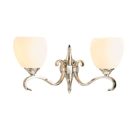 Columbia Nickel Twin Wall Light With Opal Glass Shades - Interiors 1900 63458