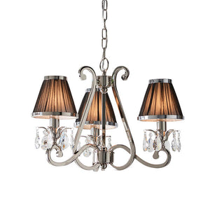 Oksana Nickel 3 Light Chandelier With Black Shades - Interiors 1900 63505