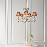 Oksana Nickel 5 Light Chandelier With Chocolate Shades - Interiors 1900 63511