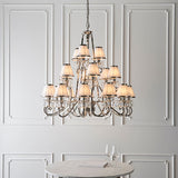 Oksana Nickel 21 Light Chandelier With White Shades - Interiors 1900 63516