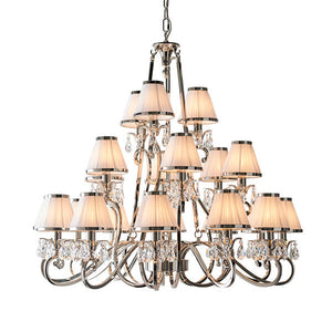 Oksana Nickel 21 Light Chandelier With White Shades - Interiors 1900 63516