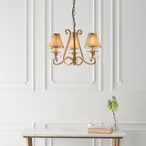 Oksana Antique Brass 3 Light Chandelier With Beige Shades - Interiors 1900 63520