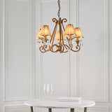 Oksana Antique Brass 5 Light Chandelier With Beige Shades - Interiors 1900 63522