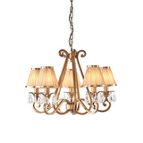Oksana Antique Brass 5 Light Chandelier With Beige Shades - Interiors 1900 63522