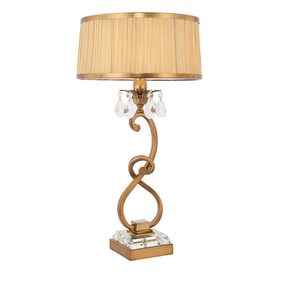 Oksana Antique Brass Medium Table Lamp With Beige Shade - Interiors 1900 63523