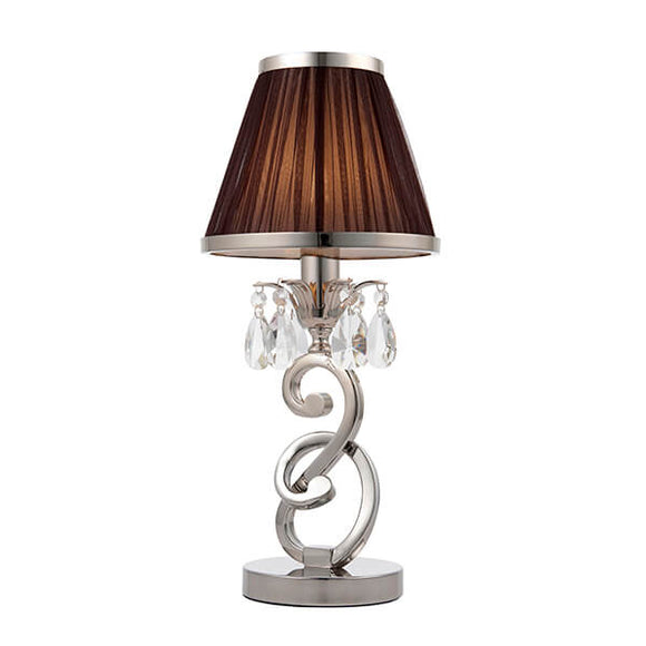 Oksana Nickel Small Table Lamp With Black Shade - Interiors 1900 63525