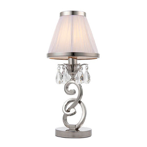 Oksana Nickel Small Table Lamp With White Shade - Interiors 1900 63529