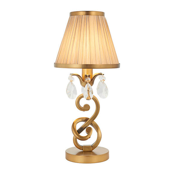 Oksana Antique Brass Small Table Lamp With Beige Shade - Interiors 1900 63531