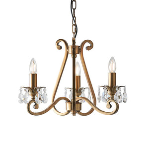 Oksana Antique Brass 3 Light Chandelier - Interiors 1900 UL1P3B