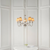 Polina 5 Light Nickel Finish Chandelier with Beige Shades - Interiors 1900 63580