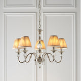 Polina 5 Light Nickel Finish Chandelier with Beige Shades - Interiors 1900 63580