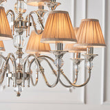 Polina 12 Light Nickel Finish Chandelier with Beige Shades - Interiors 1900 63581