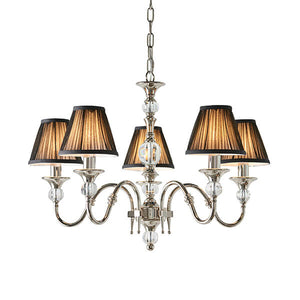 Polina 5 Light Nickel Finish Chandelier with Black Shades - Interiors 1900 63582