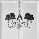 Polina 5 Light Nickel Finish Chandelier with Black Shades - Interiors 1900 63582