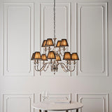 Polina 12 Light Nickel Finish Chandelier with Black Shades - Interiors 1900 63584