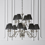 Polina 12 Light Nickel Finish Chandelier with Black Shades - Interiors 1900 63584