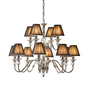 Polina 12 Light Nickel Finish Chandelier with Black Shades - Interiors 1900 63584