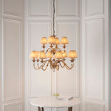 Polina 12 Light Antique Brass Finish Chandelier With Beige Shades - Interiors 1900 63585