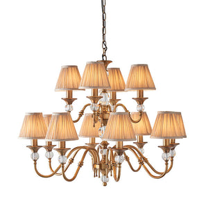 Polina 12 Light Antique Brass Finish Chandelier With Beige Shades - Interiors 1900 63585