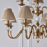 Polina 12 Light Antique Brass Finish Chandelier With Beige Shades - Interiors 1900 63585