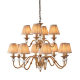 Polina 12 Light Antique Brass Finish Chandelier With Beige Shades - Interiors 1900 63585