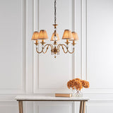 Polina 5 Light Antique Brass Finish Chandelier with Beige Shades - Interiors 1900 63587