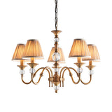 Polina 5 Light Antique Brass Finish Chandelier with Beige Shades - Interiors 1900 63587