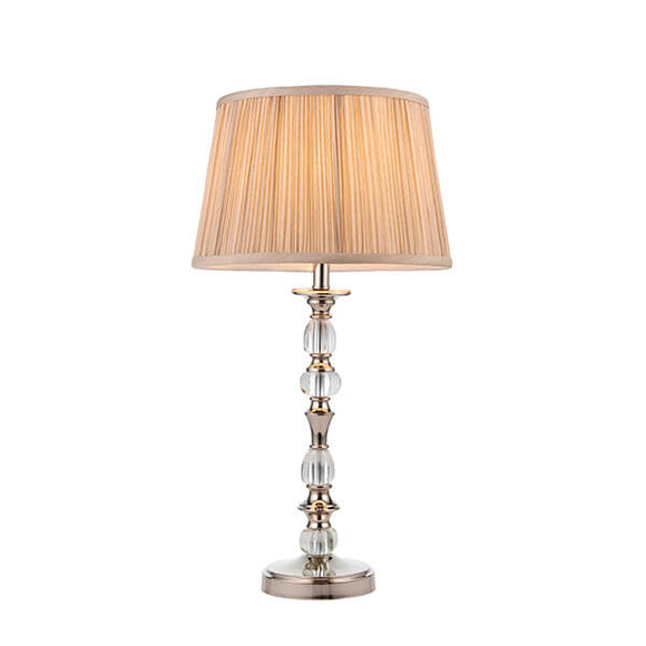 Polina Medium Nickel Finish Table Lamp with Beige Shade - Interiors 1900 63590