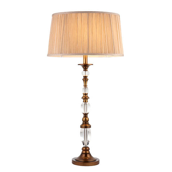 Polina Large Antique Brass Finish Table Lamp with Beige Shade - Interiors 1900 63593