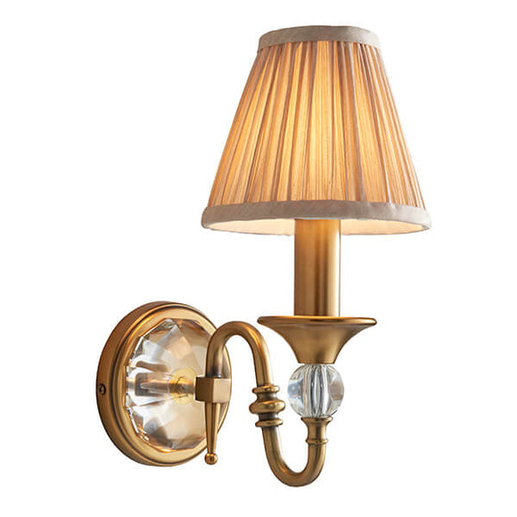 Polina Antique Brass Finish Single Wall Light with Beige Shade - Interiors 1900 63598