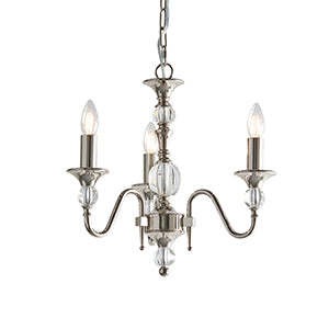 Polina 3 Light Nickel Finish Chandelier  - Interiors 1900 LX124P3N