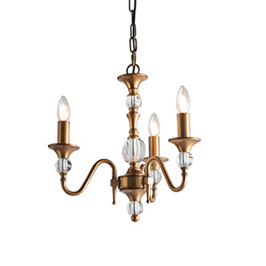 Polina 3 Light Antique Brass Finish Chandelier  - Interiors 1900 LX124P3B