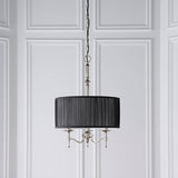 Stanford Nickel 3 Light Chandelier With Black Shade - Interiors 1900 63640