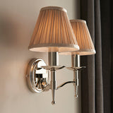 Stanford Nickel Twin Wall Light With Beige Shades - Interiors 1900 63656