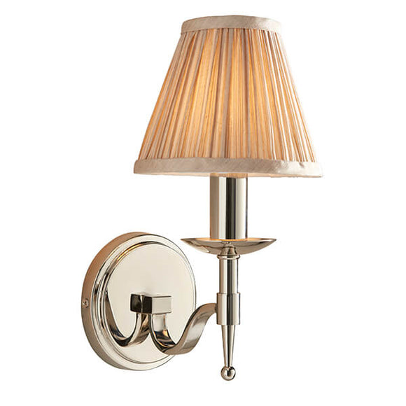 Stanford Nickel Single Wall Light With Beige Shade - Interiors 1900 63657