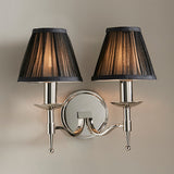 Stanford Nickel Twin Wall Light With Black Shades - Interiors 1900 63659